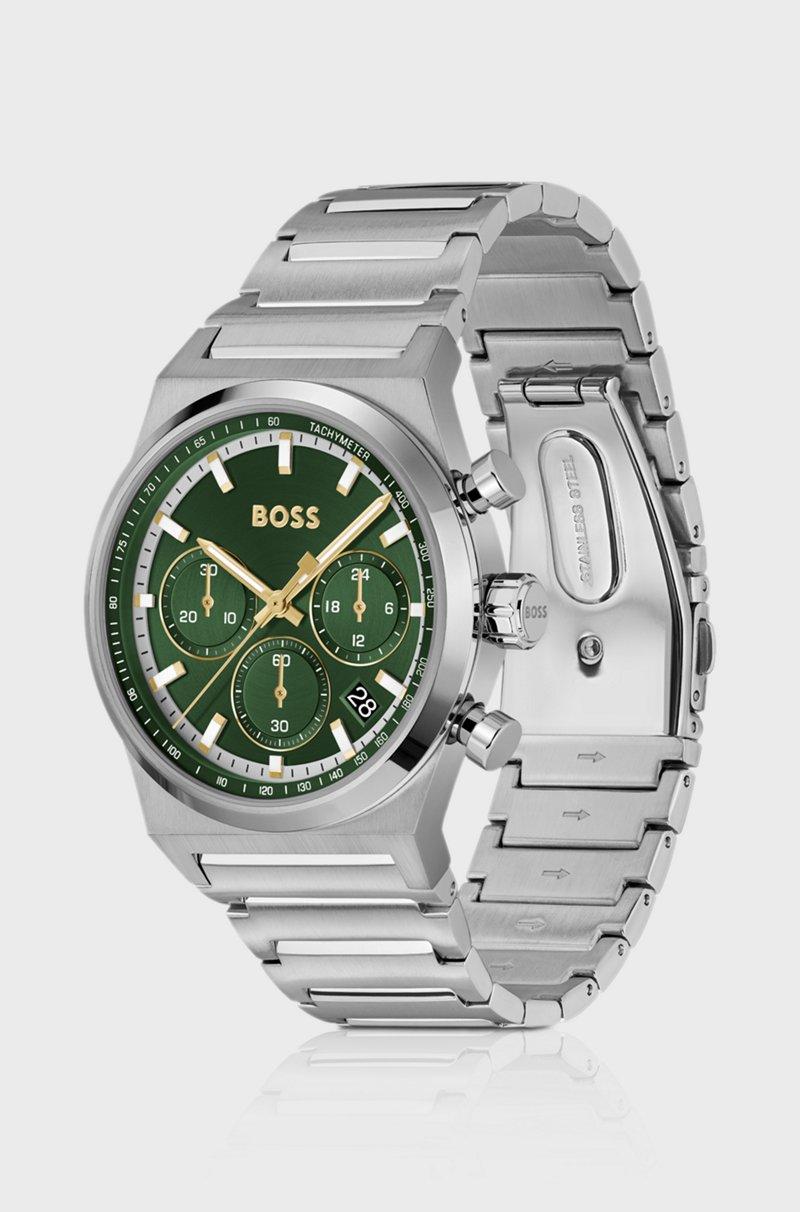 Hugo Boss Cronógrafo De Acero En Tono Plateado Con Esfera Verde