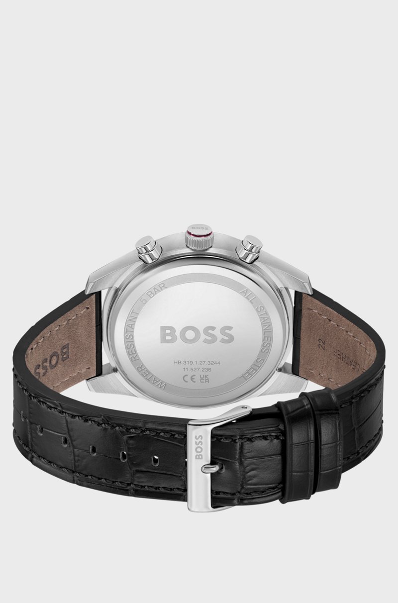 Hugo Boss Cronógrafo En Tono Plateado Con Correa De Piel De Cocodrilo Grabada