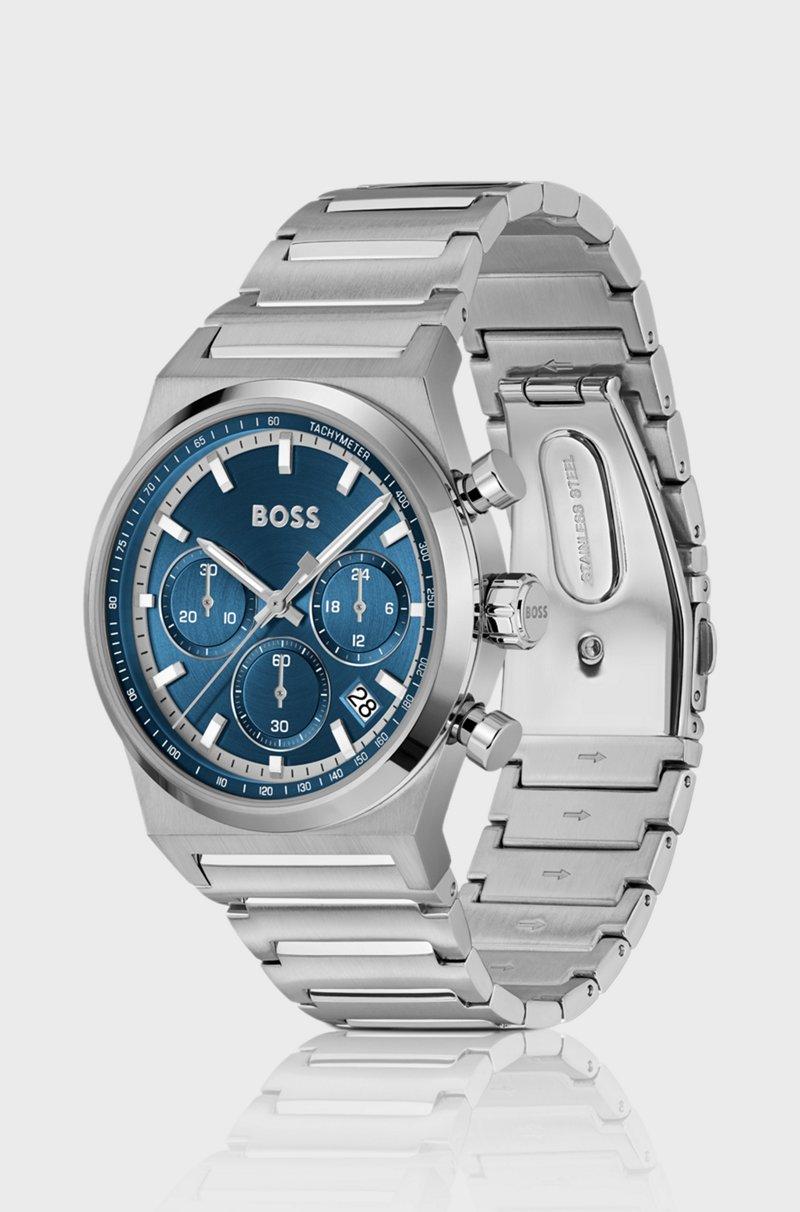 Hugo Boss Cronógrafo En Tono Plateado Con Esfera Azul