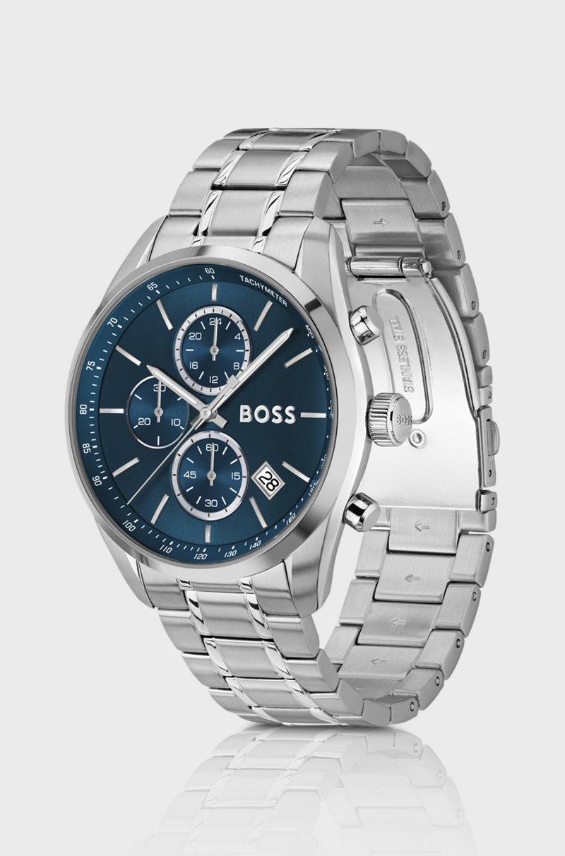 Hugo Boss Cronógrafo En Tono Plateado Con Esfera Azul