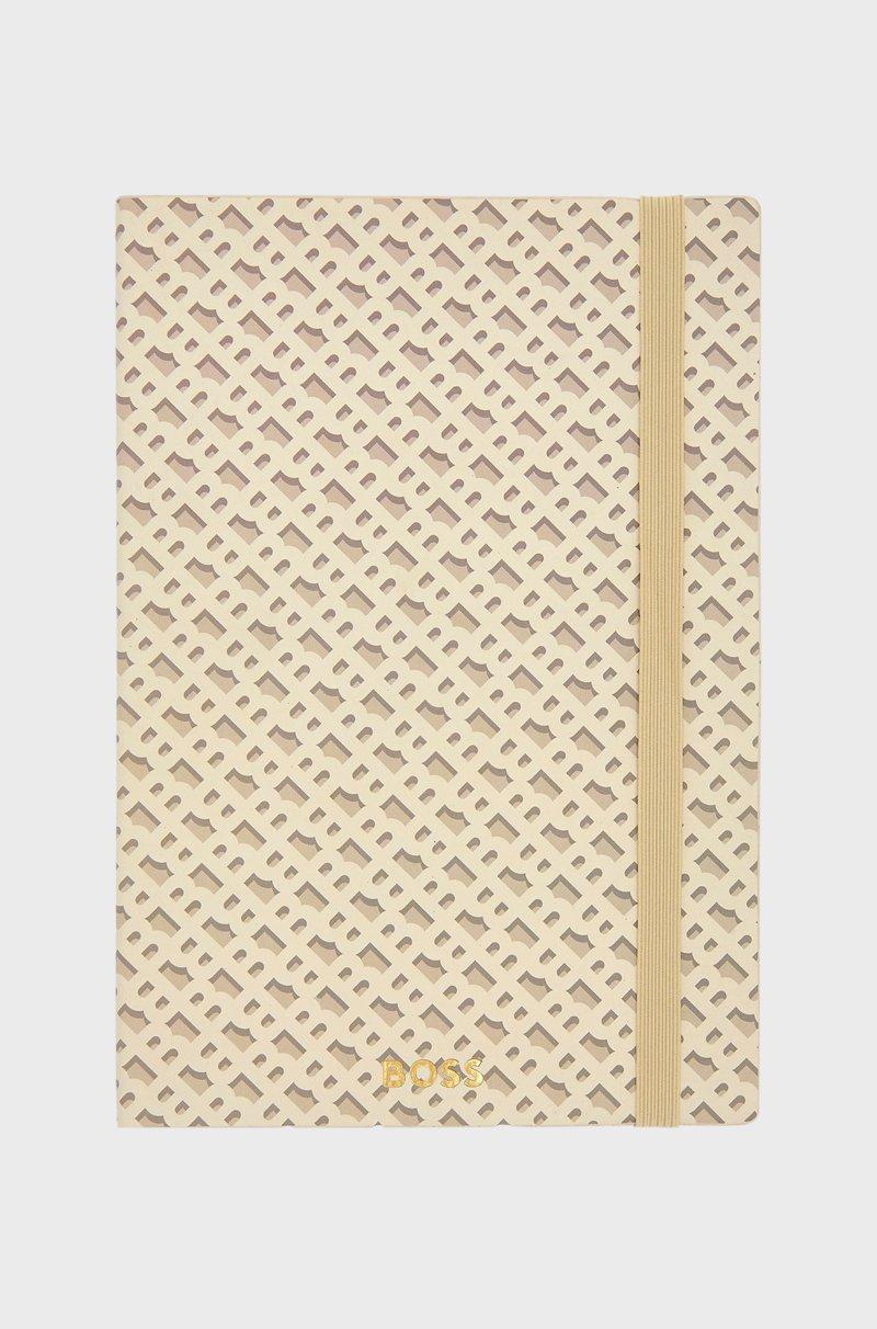 Hugo Boss Cuaderno A5 de color crema con estampado de monogramas