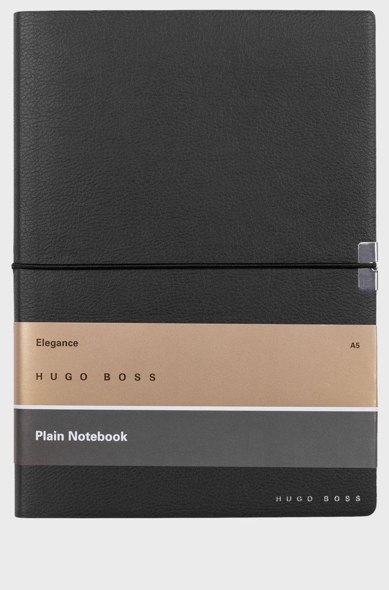 Hugo Boss Cuaderno A5 En Piel Sintética Negra Con Cinta Elástica