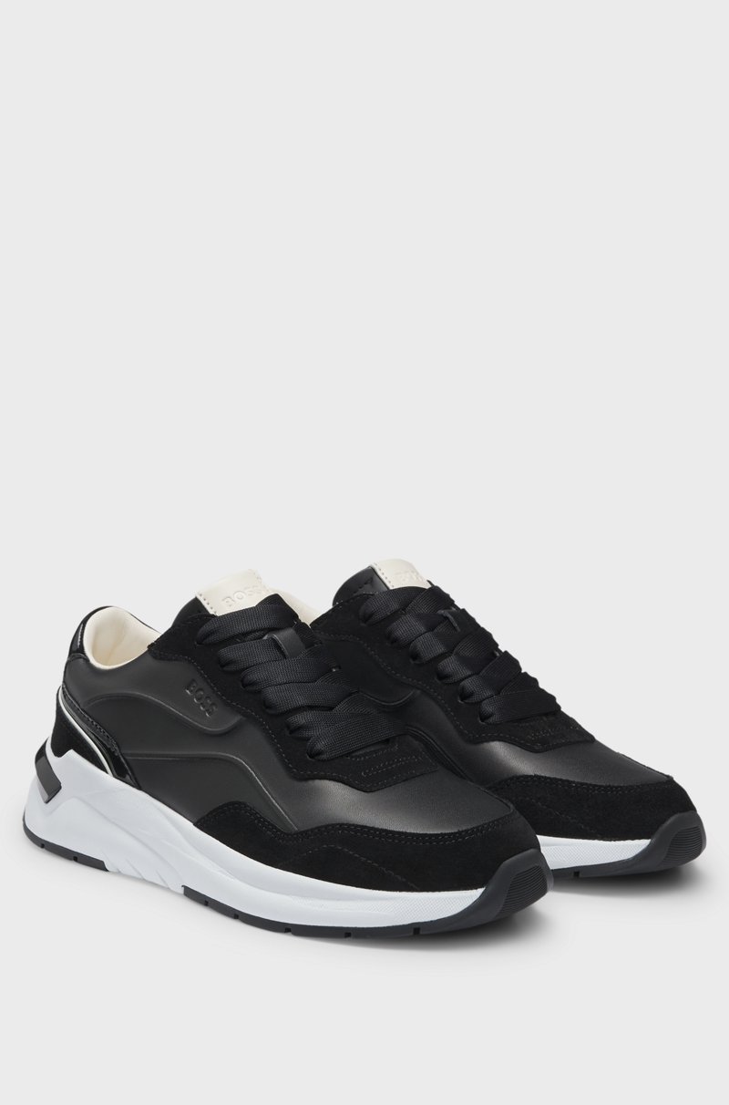 Hugo Boss Deportivas con cordones en mezcla de diferentes materiales con ribetes de ante