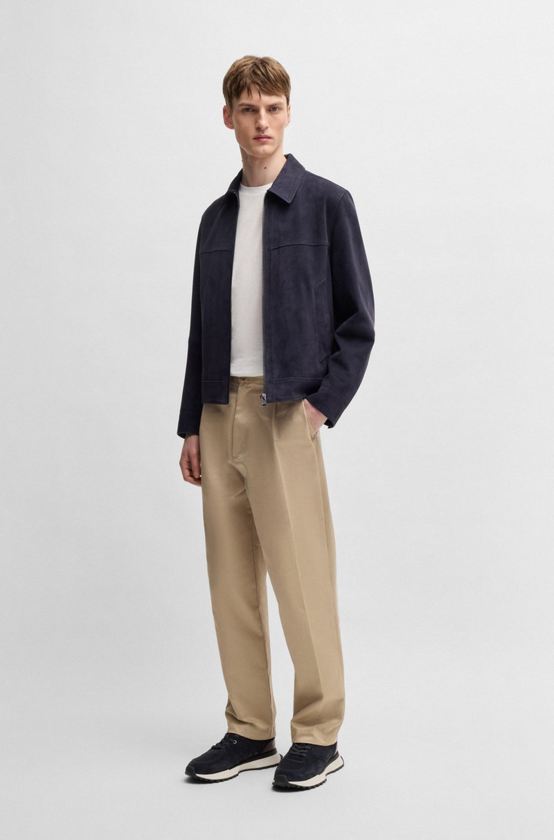 Hugo Boss Deportivas Con Ribetes De Punto Y Piel Bruñida