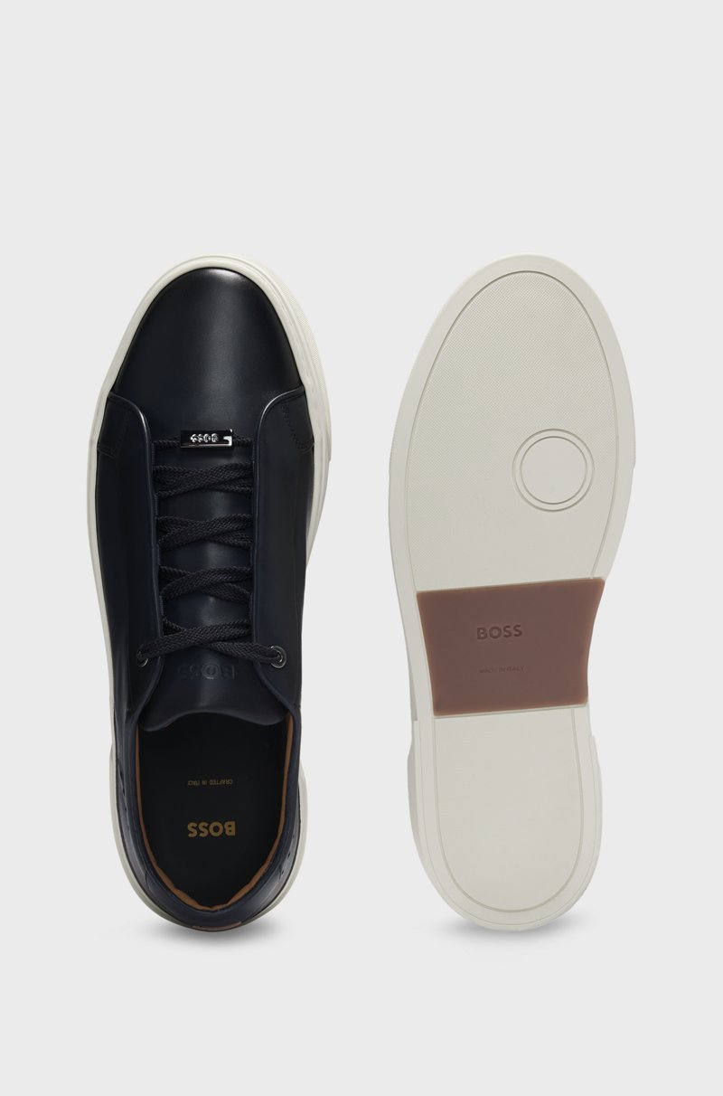 Hugo Boss Deportivas De Caña Baja Gary De Piel Bruñida