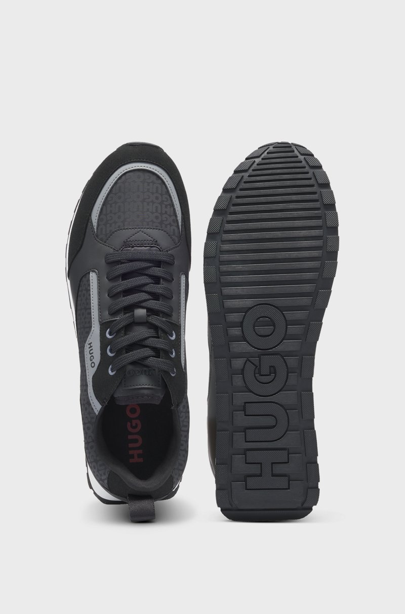 Hugo Boss Deportivas De Diferentes Materiales Con Cordones Y Monogramas En El Empeine