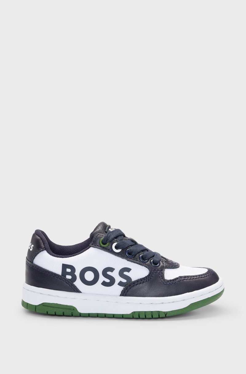 Hugo Boss Deportivas de lona y piel para niños con detalles de la marca grabados