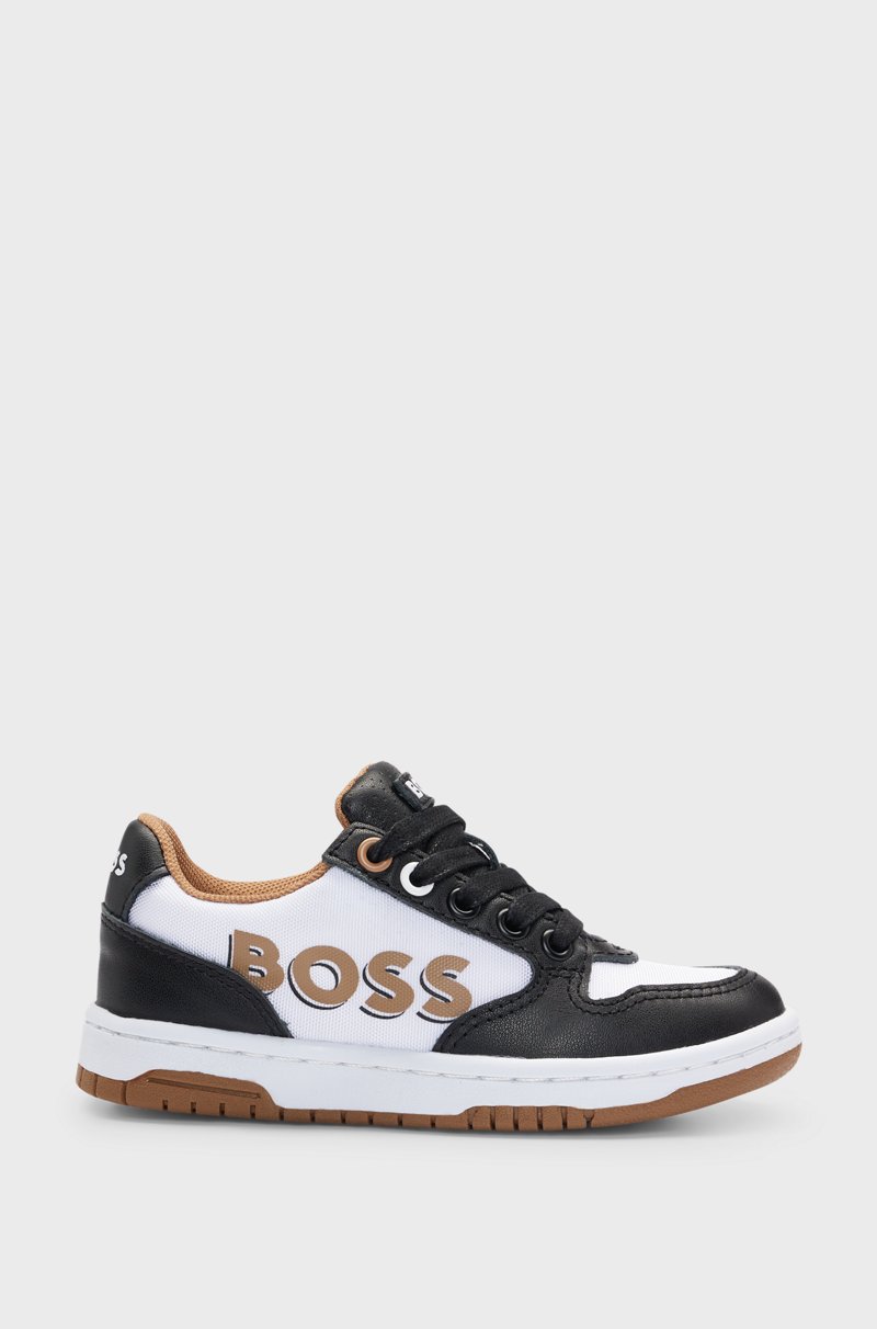 Hugo Boss Deportivas de lona y piel para niños con detalles de la marca grabados