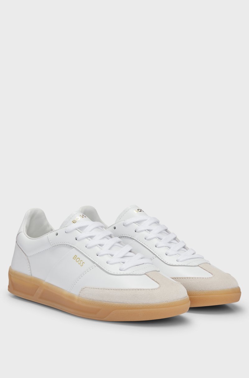 Hugo Boss Deportivas de piel con cordones y ribetes de ante