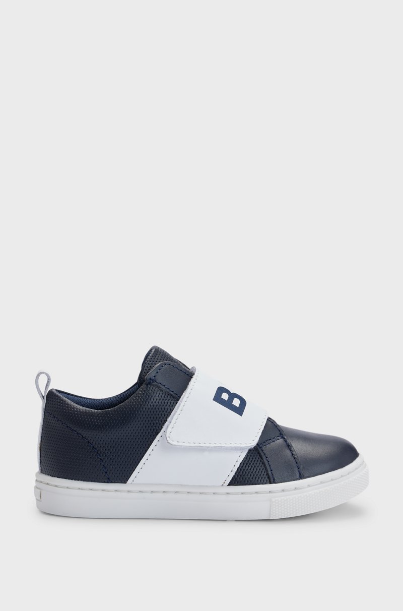 Hugo Boss Deportivas de piel de curtido mineral con tira de logo para niños
