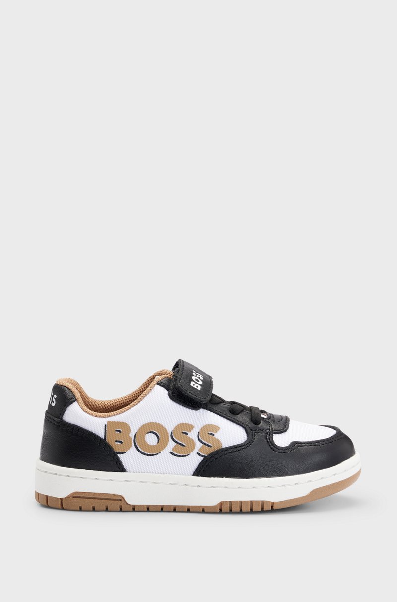 Hugo Boss Deportivas Para Niños En Lona Y Piel Con Tira De La Marca