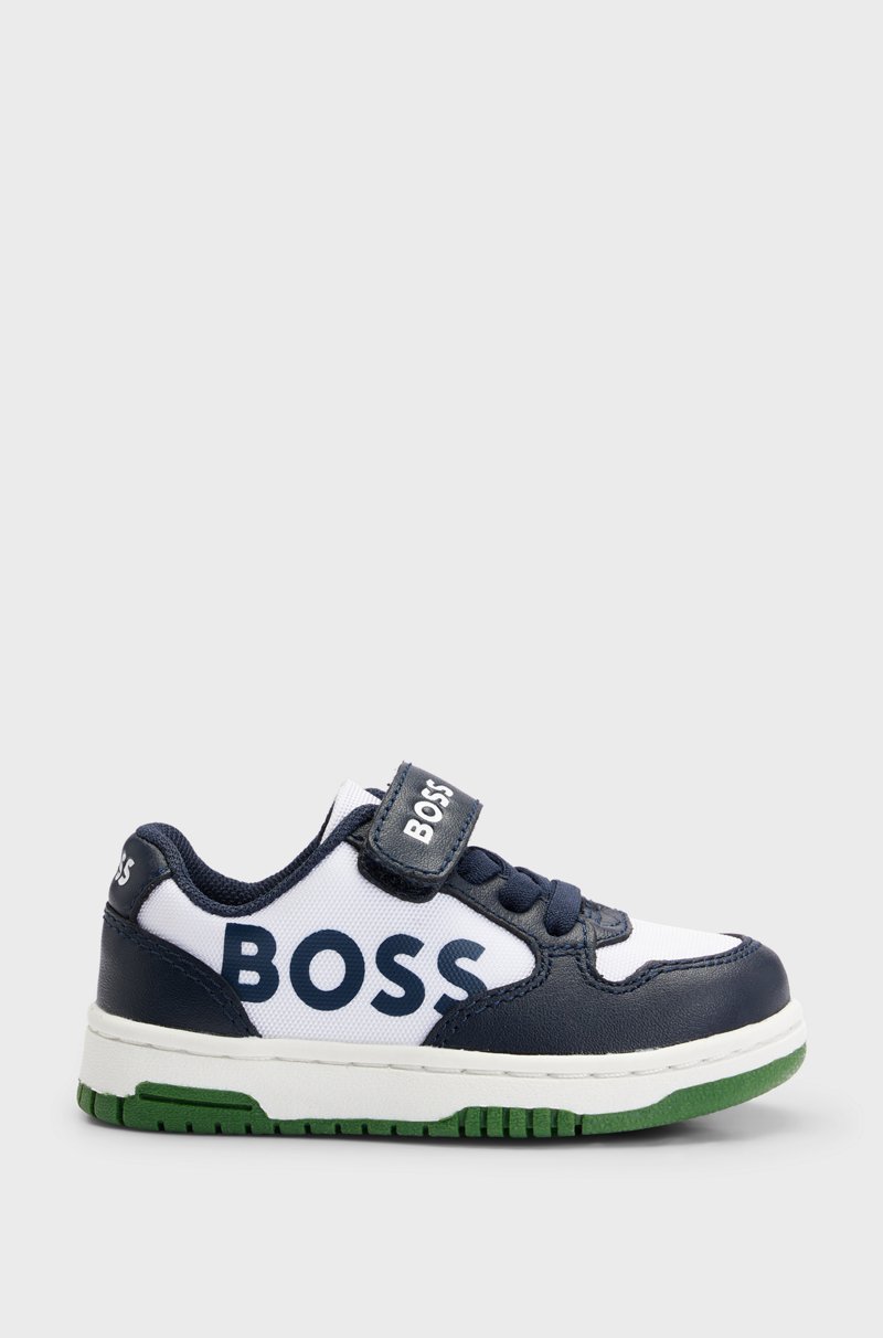 Hugo Boss Deportivas Para Niños En Lona Y Piel Con Tira De La Marca