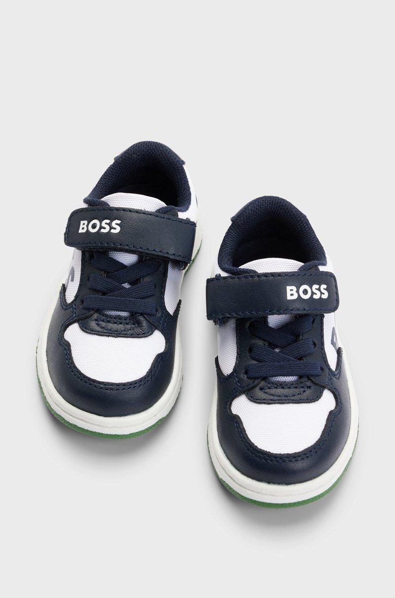Hugo Boss Deportivas Para Niños En Lona Y Piel Con Tira De La Marca
