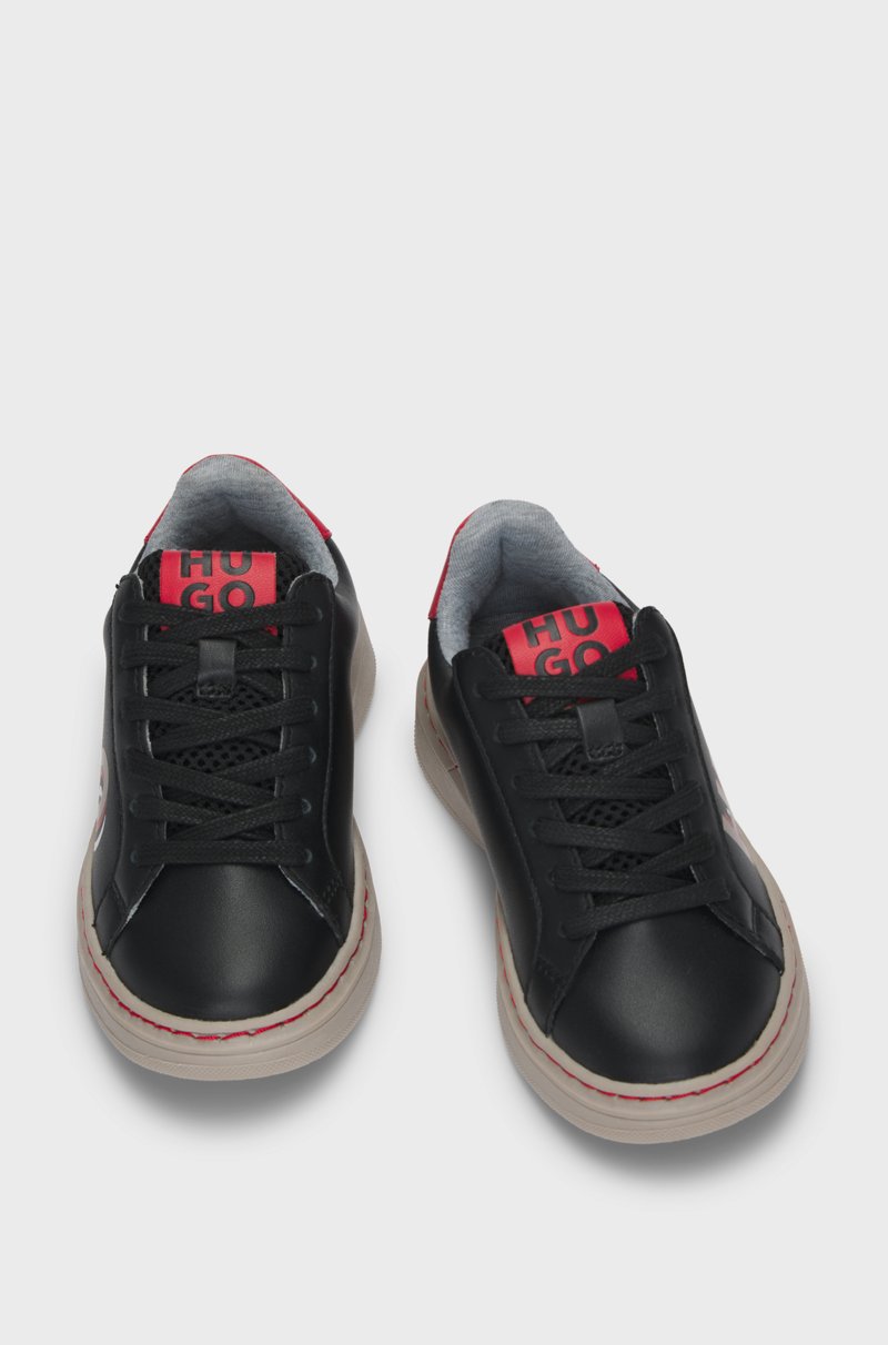 Hugo Boss Deportivas Para Niños En Mezcla De Materiales Con Apliques De Piel De Napa