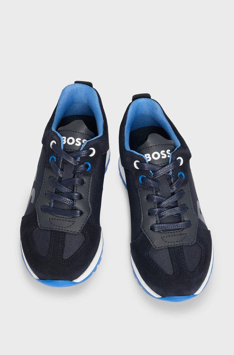 Hugo Boss Deportivas Para Niños En Mezcla De Materiales Con Apliques De Piel