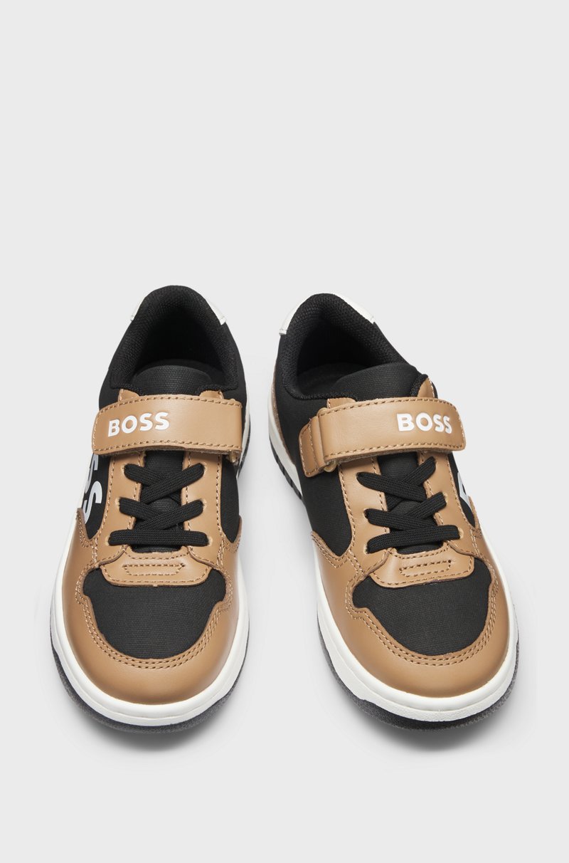 Hugo Boss Deportivas Para Niños En Mezcla De Materiales Con Piel Y Lona Encerada