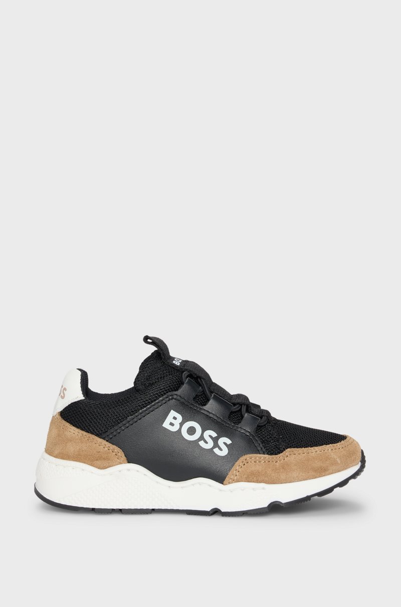 Hugo Boss Deportivas para niños en piel y malla con logo estampado