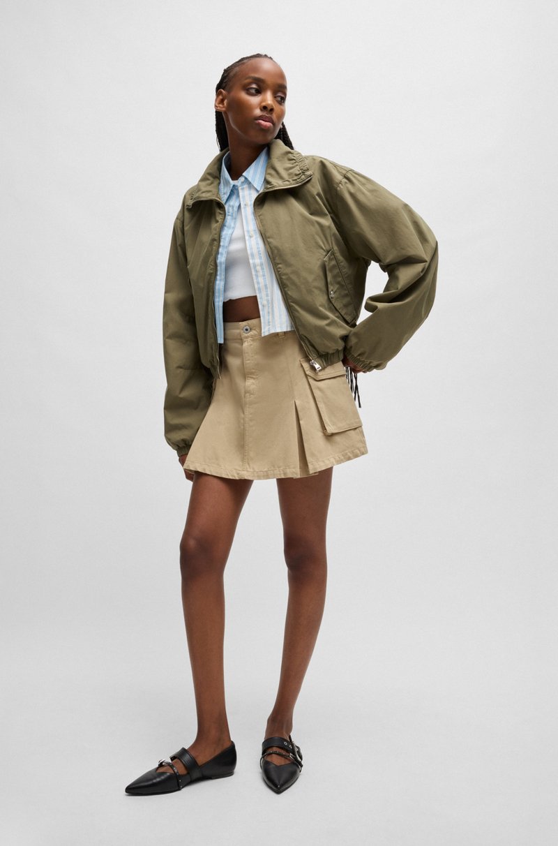 Hugo Boss Falda Cargo De Sarga De Algodón Con Tablas Delanteras