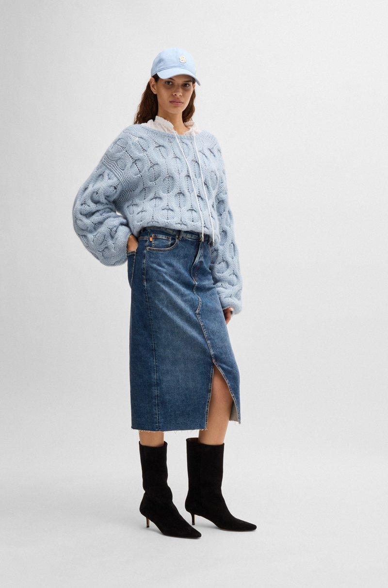 Hugo Boss Falda De Largo Midi En Denim Azul Elástico