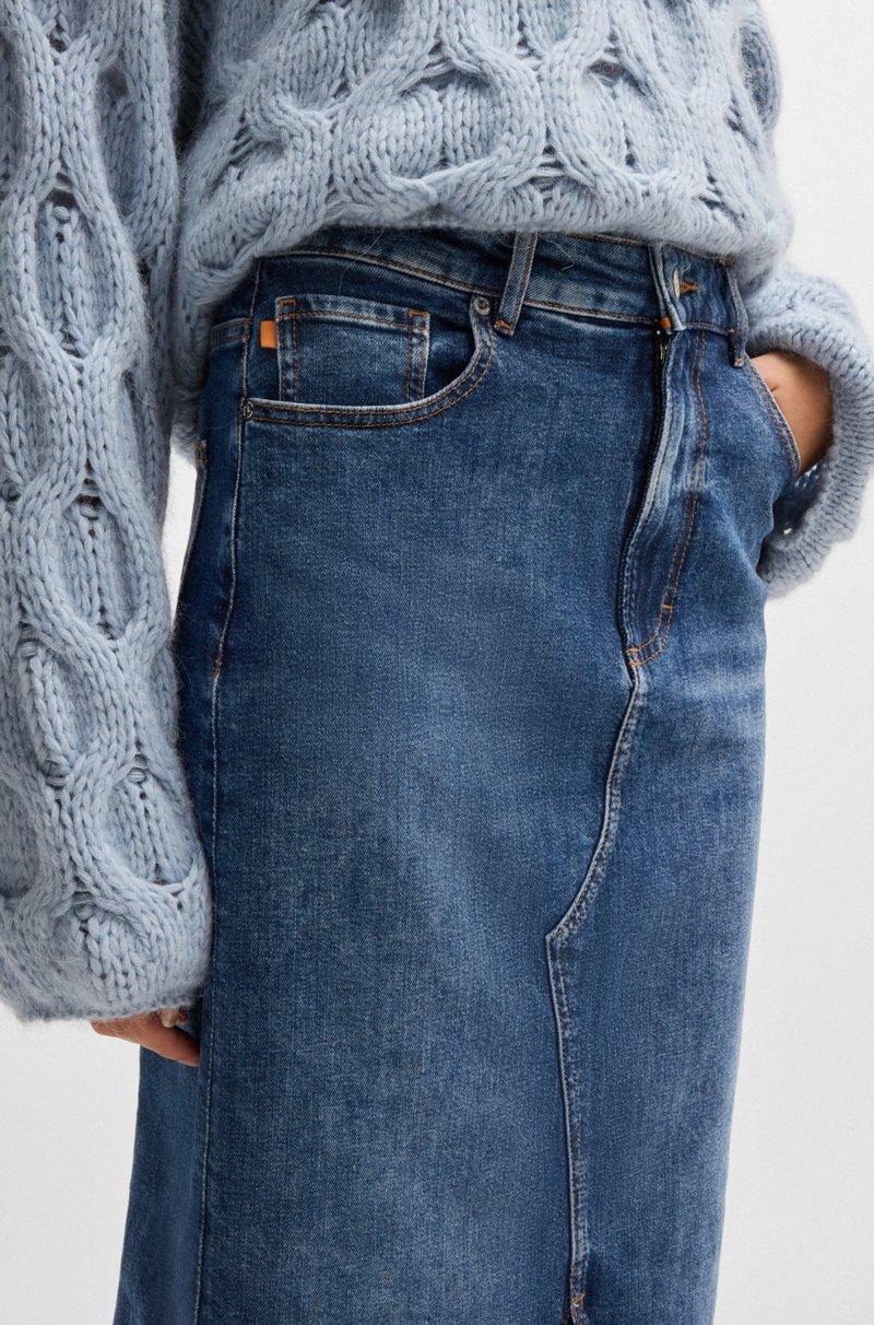 Hugo Boss Falda De Largo Midi En Denim Azul Elástico