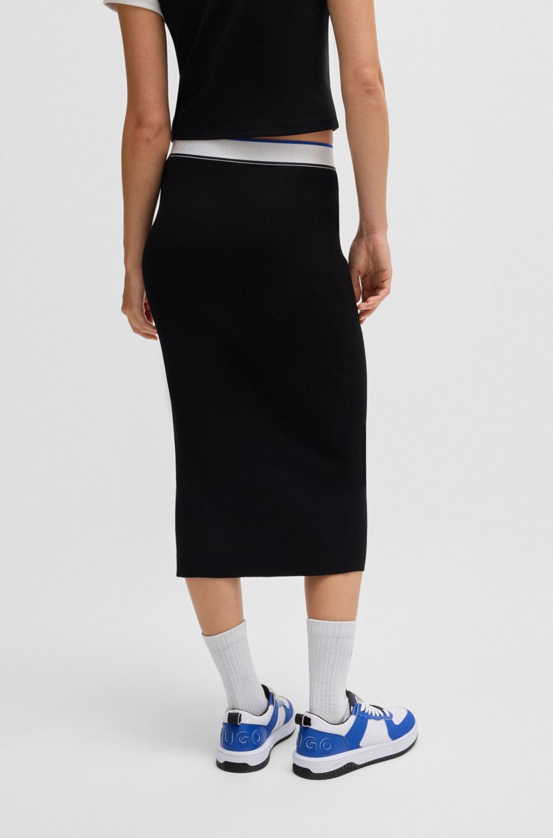 Hugo Boss Falda De Punto Slim Fit Con Logos En La Cintura