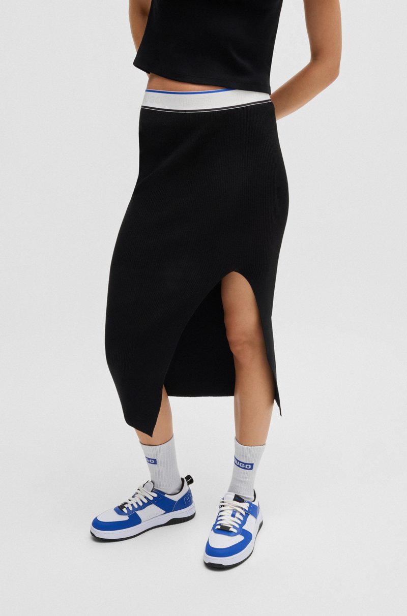 Hugo Boss Falda de punto slim fit con logos en la cintura