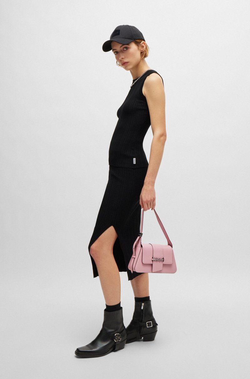 Hugo Boss Falda De Tubo Midi De Crepé Con Canalé Irregular