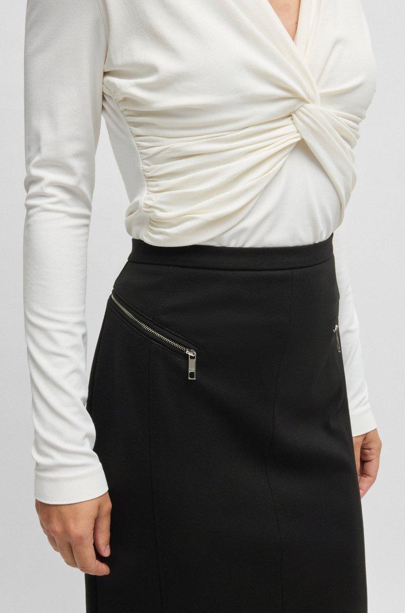 Hugo Boss Falda Lápiz De Material Elástico Con Bolsillos Con Cremallera