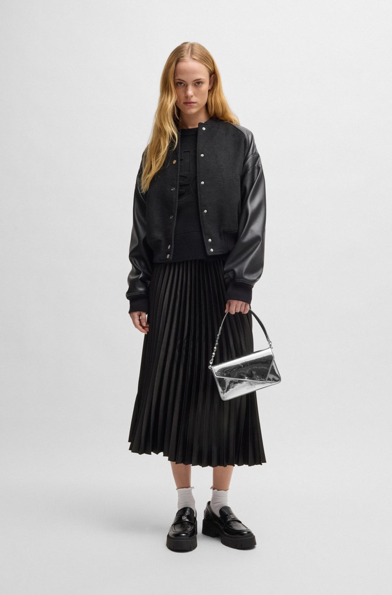 Hugo Boss Falda Maxi Plisada Con Logos En La Cintura