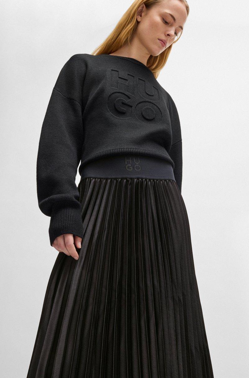 Hugo Boss Falda Maxi Plisada Con Logos En La Cintura