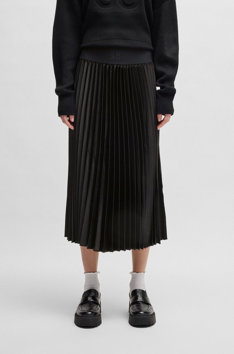 Hugo Boss Falda maxi plisada con logos en la cintura
