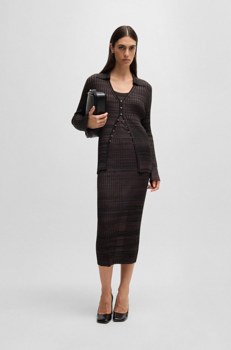 Hugo Boss Falda Midi De Punto De Canalé Con Hilos Mouliné