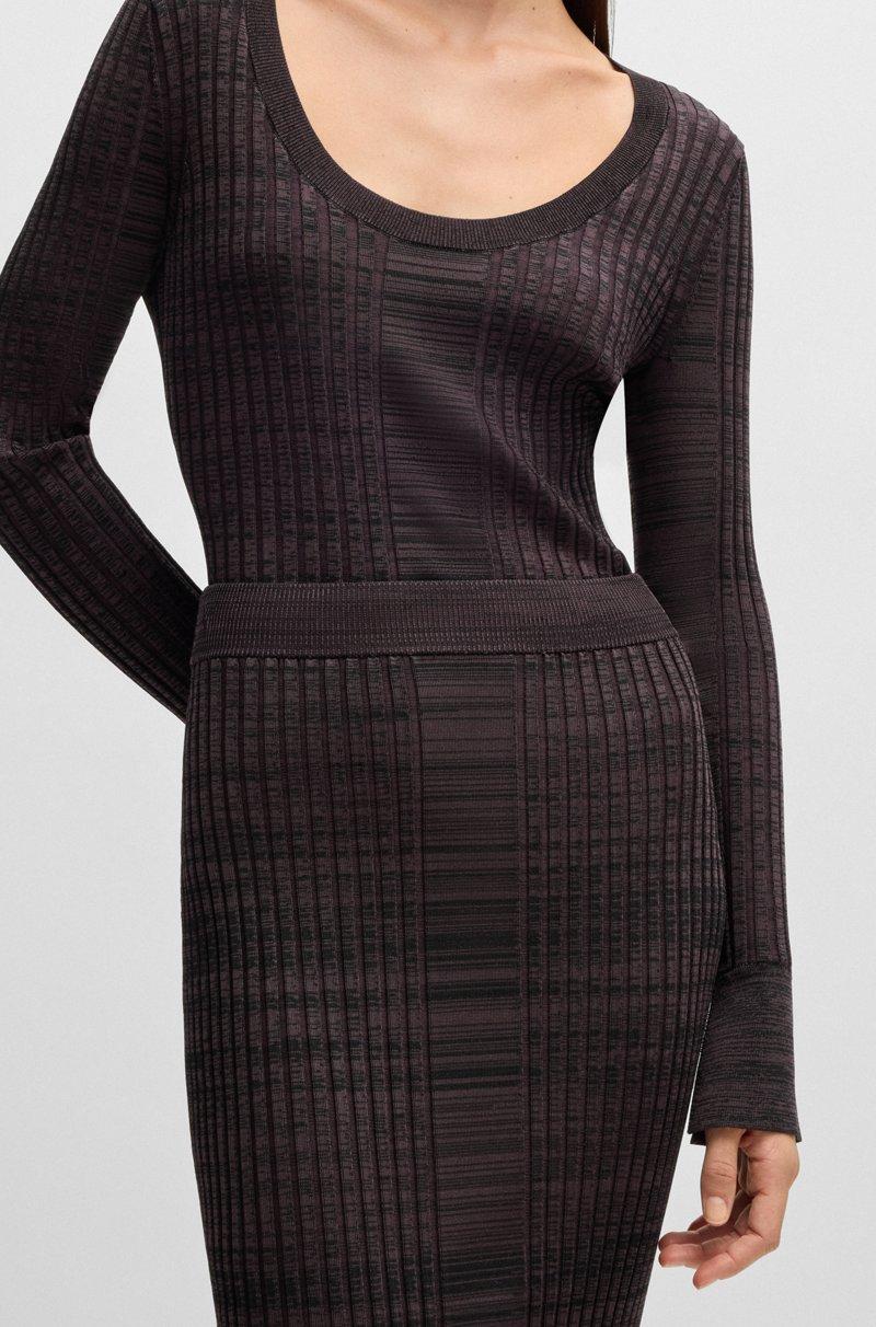 Hugo Boss Falda Midi De Punto De Canalé Con Hilos Mouliné