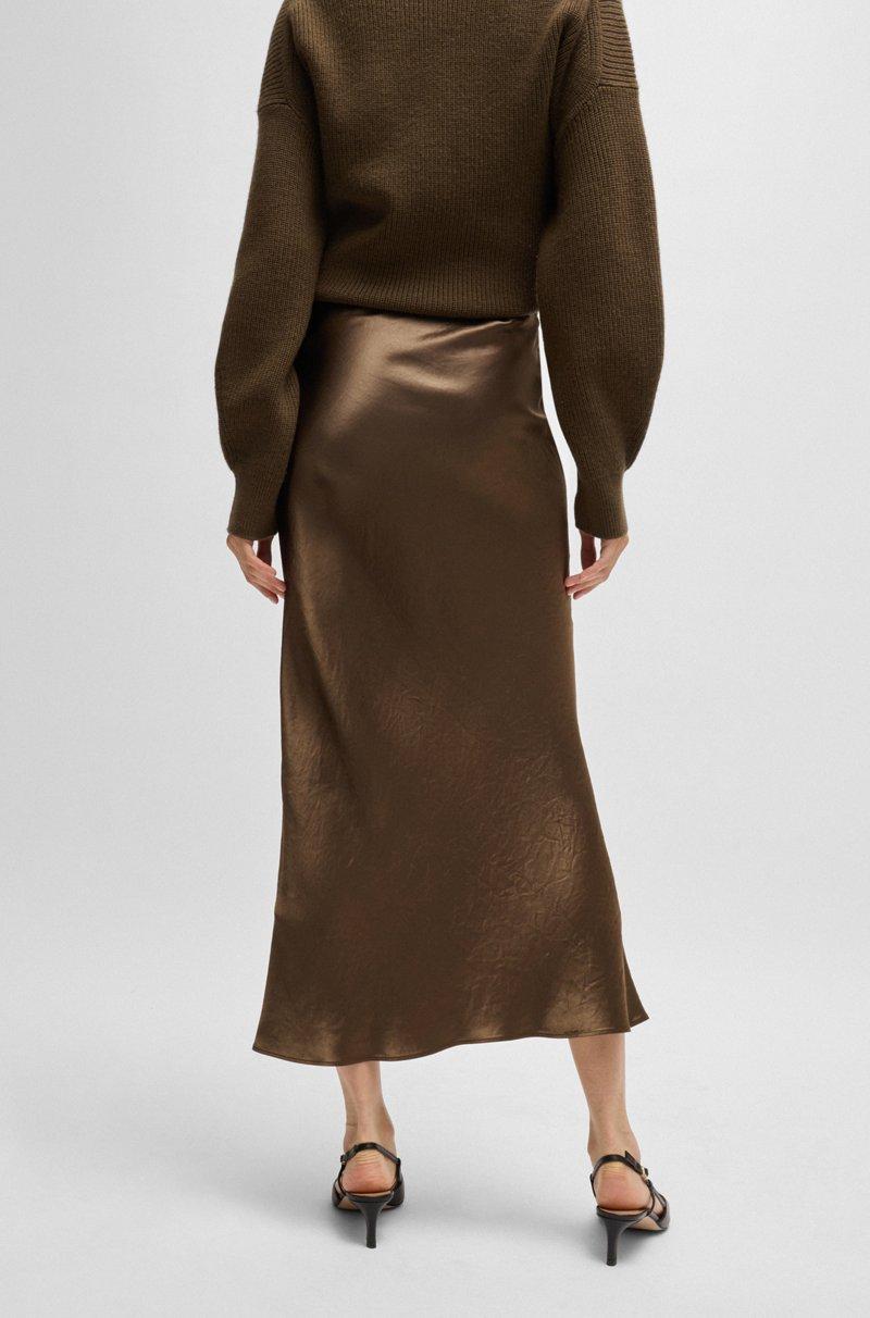 Hugo Boss Falda Midi En Tejido Arrugado Con Tacto De Satén