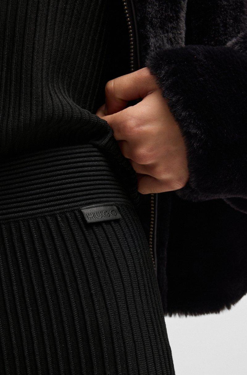 Hugo Boss Falda Midi En Tejido De Crepé Con Detalles Opacos