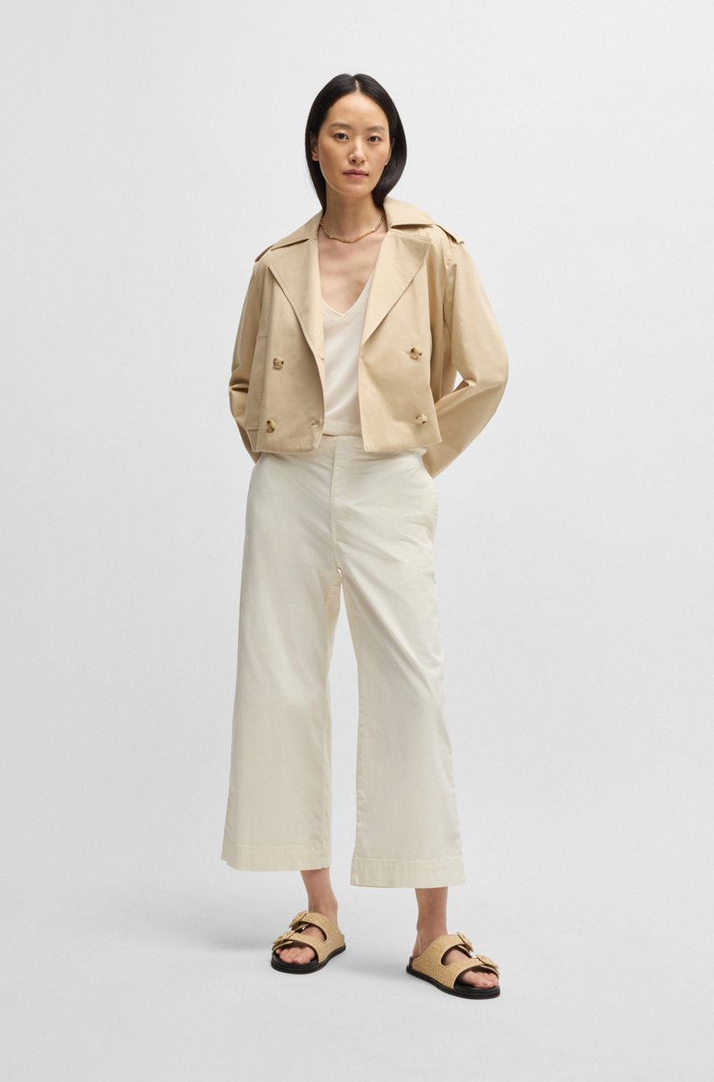 Hugo Boss Falda Pantalón De Pernera Recta En Sarga De Algodón Elástico