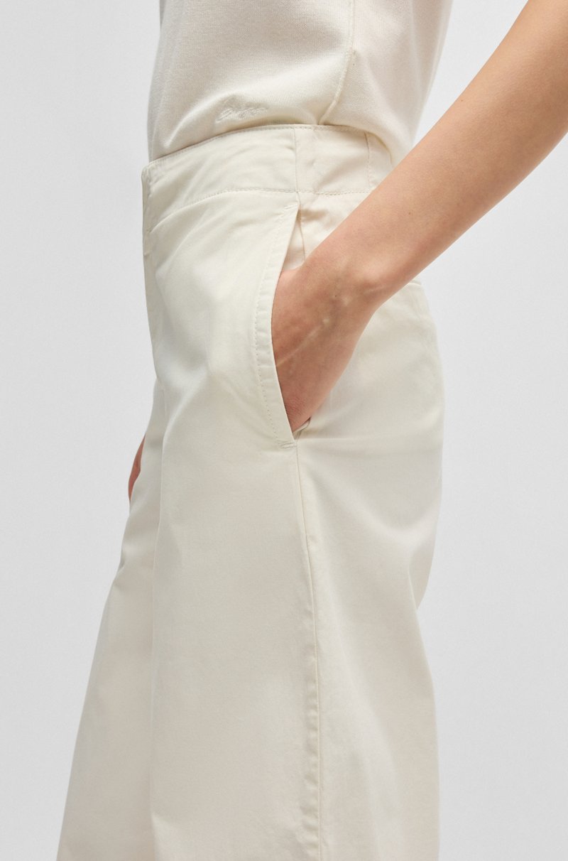 Hugo Boss Falda Pantalón De Pernera Recta En Sarga De Algodón Elástico