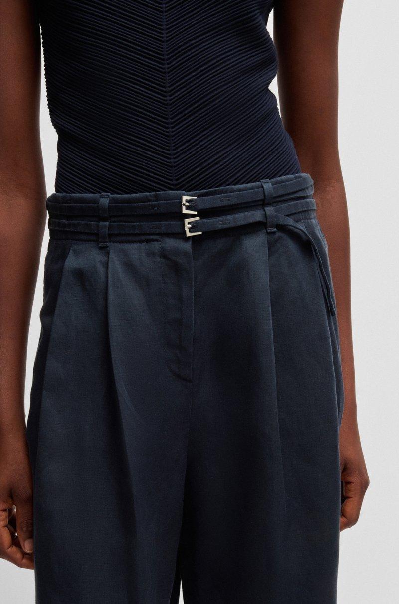 Hugo Boss Falda Pantalón Relaxed Fit De Pernera Ancha Con Cinturón
