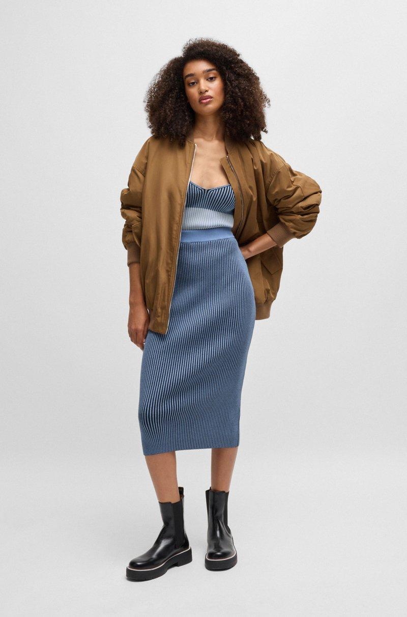 Hugo Boss Falda Tubo De Punto Con Canalé En Dos Tonos