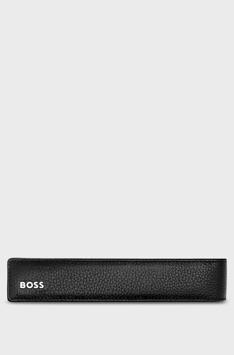 Hugo Boss Funda para bolígrafos de piel granulada negra