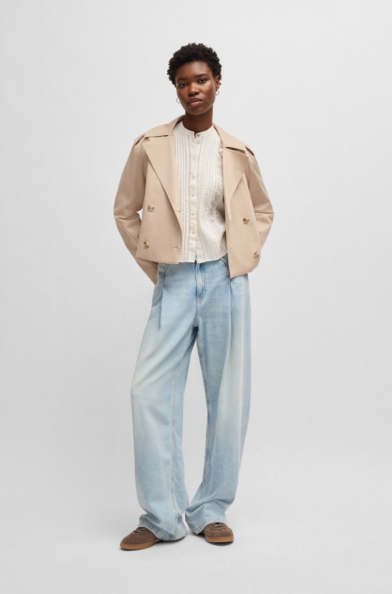 Hugo Boss Gabardina De Corte Alto En Algodón Elástico Repelente Al Agua