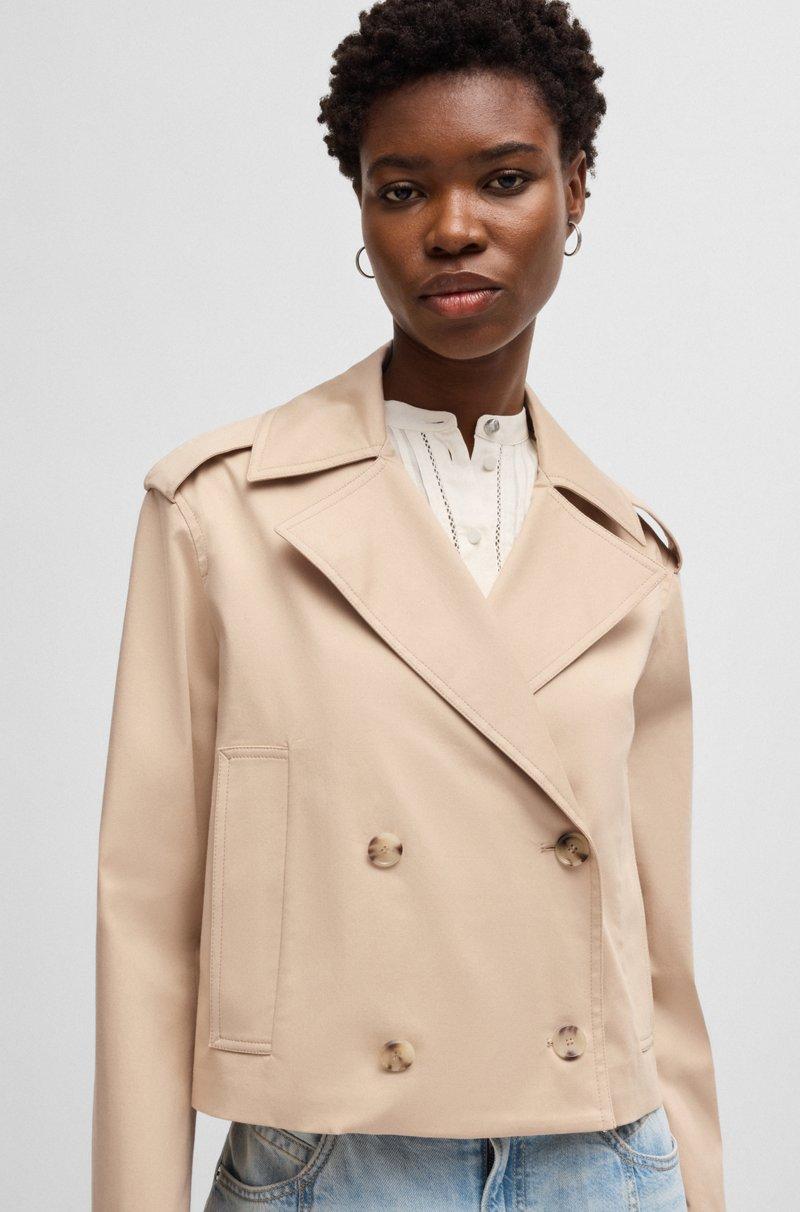 Hugo Boss Gabardina De Corte Alto En Algodón Elástico Repelente Al Agua