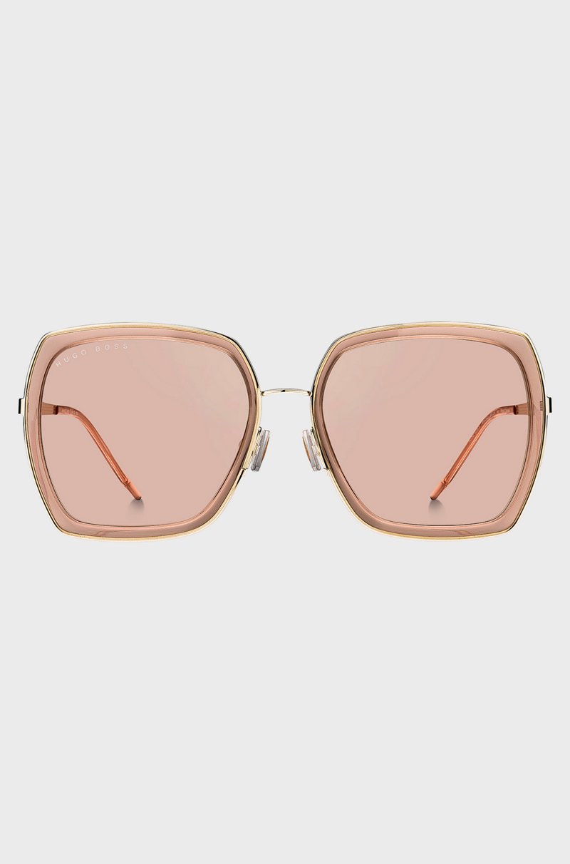 Hugo Boss Gafas De Sol Angulares En Mezcla De Materiales Con Herrajes De La Marca