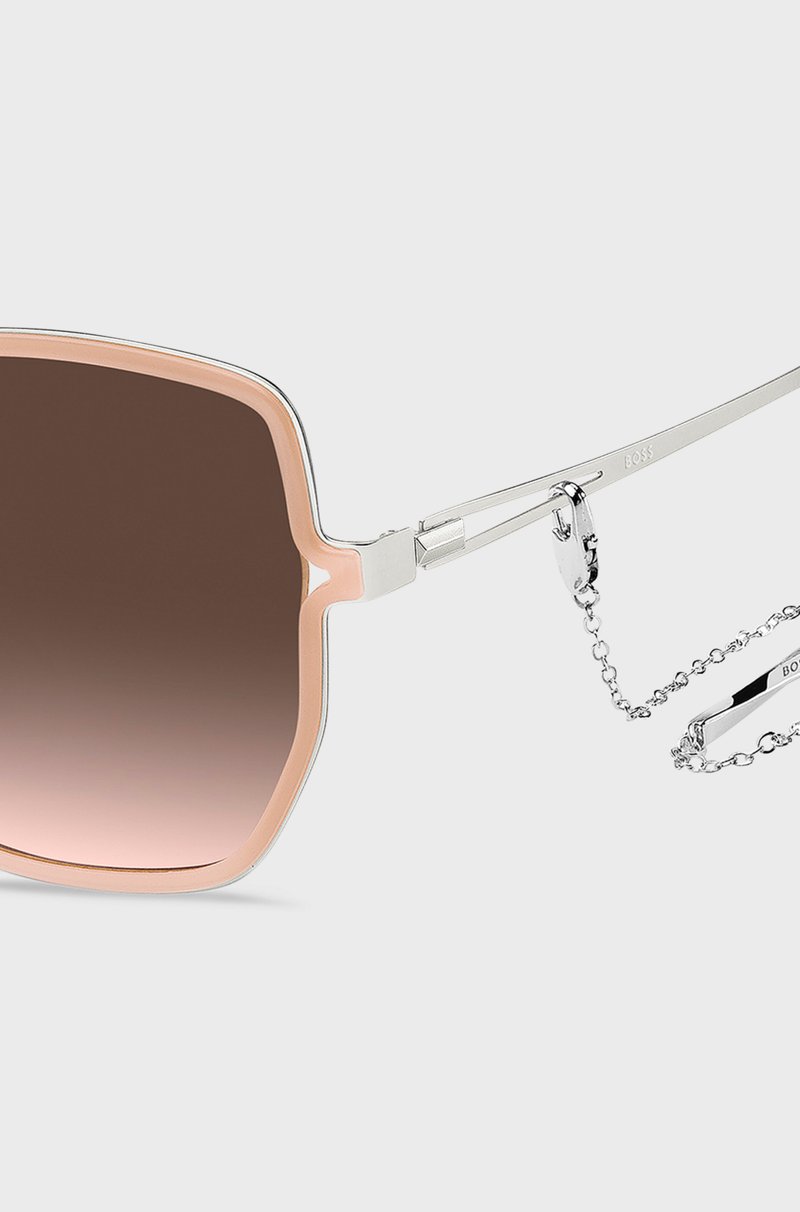 Hugo Boss Gafas De Sol Con Montura Nude Patillas De Horquilla Y Cadena De La Marca