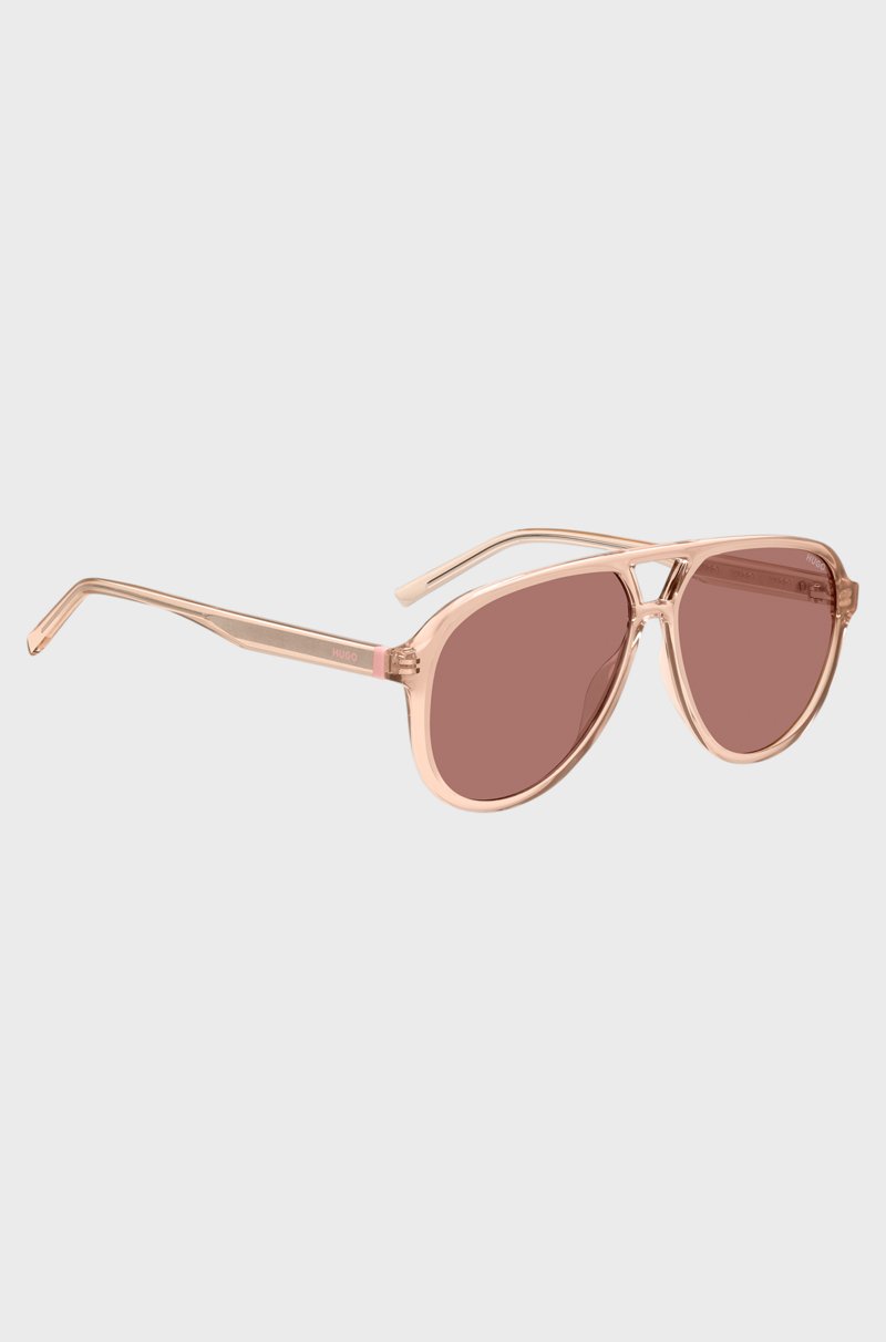 Hugo Boss Gafas De Sol Con Puente Doble En Acetato Color Rosa