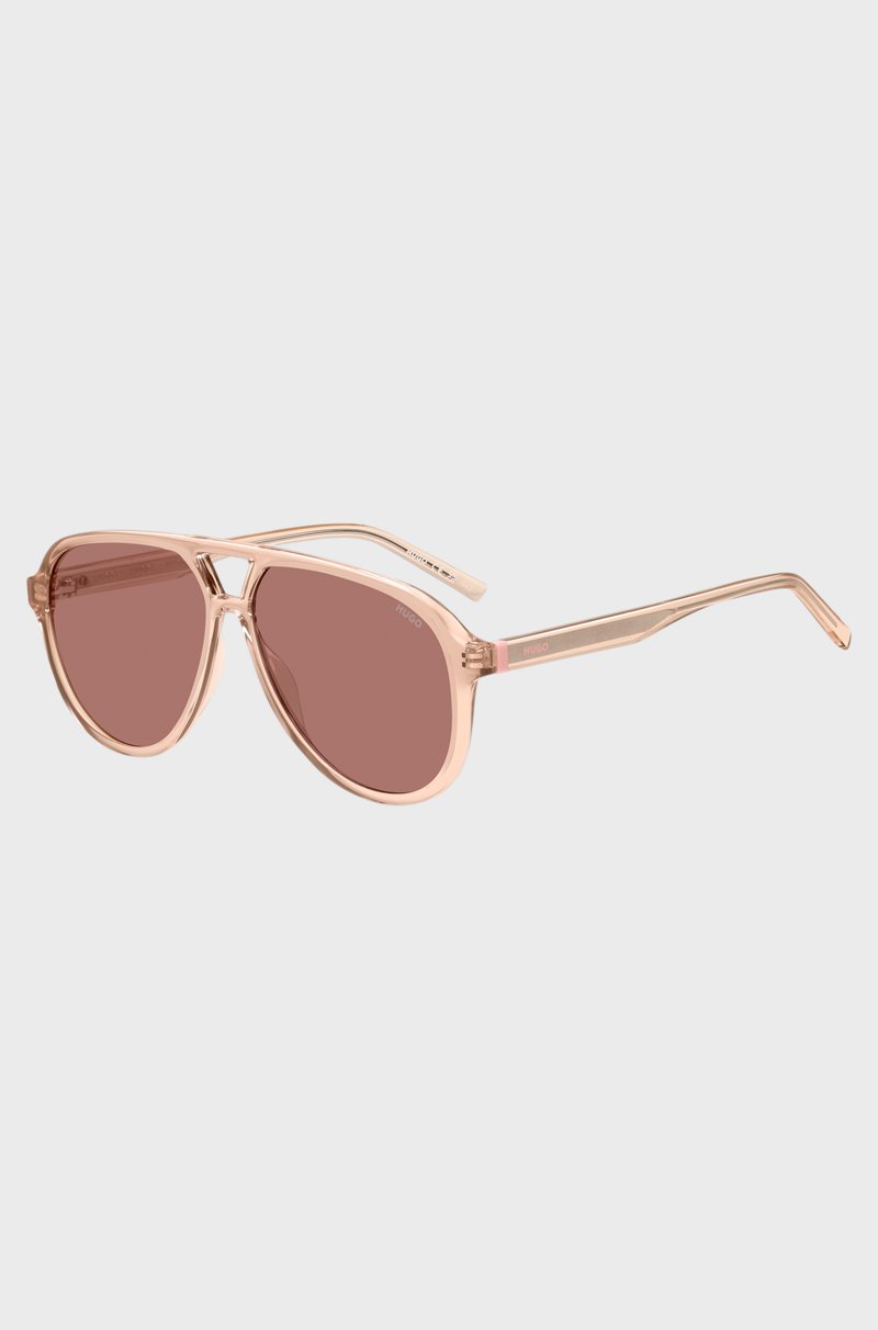 Hugo Boss Gafas de sol con puente doble en acetato color rosa
