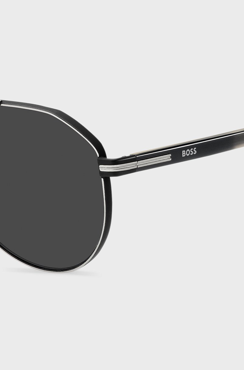 Hugo Boss Gafas De Sol De Acero Con Patillas De Acetato En Degradado