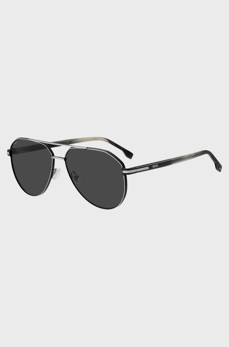 Hugo Boss Gafas de sol de acero con patillas de acetato en degradado
