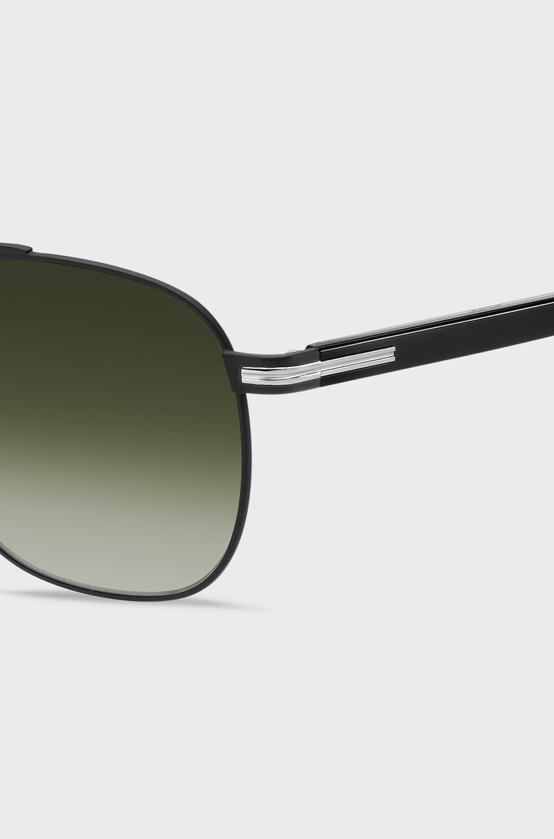 Hugo Boss Gafas De Sol De Acero Negro Con Doble Puente