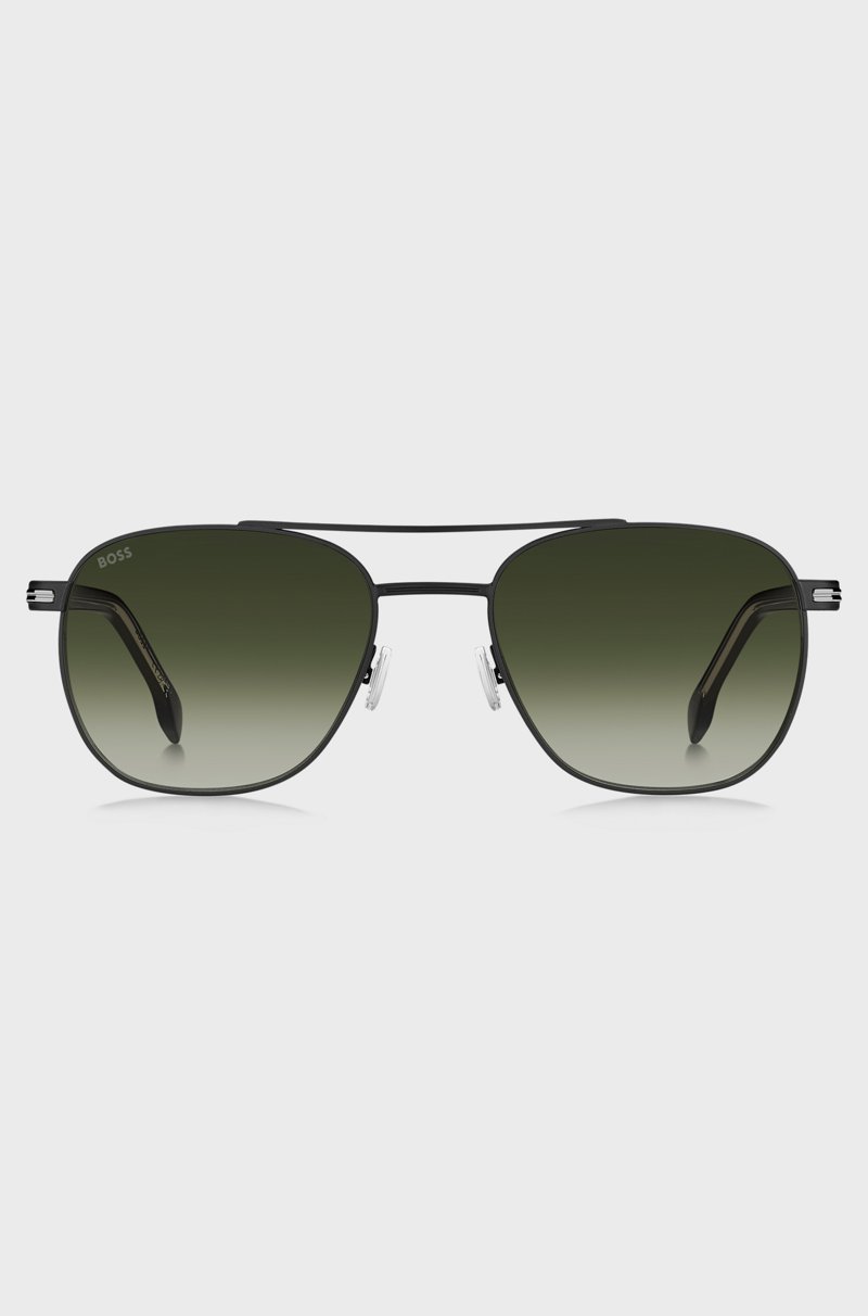 Hugo Boss Gafas De Sol De Acero Negro Con Doble Puente